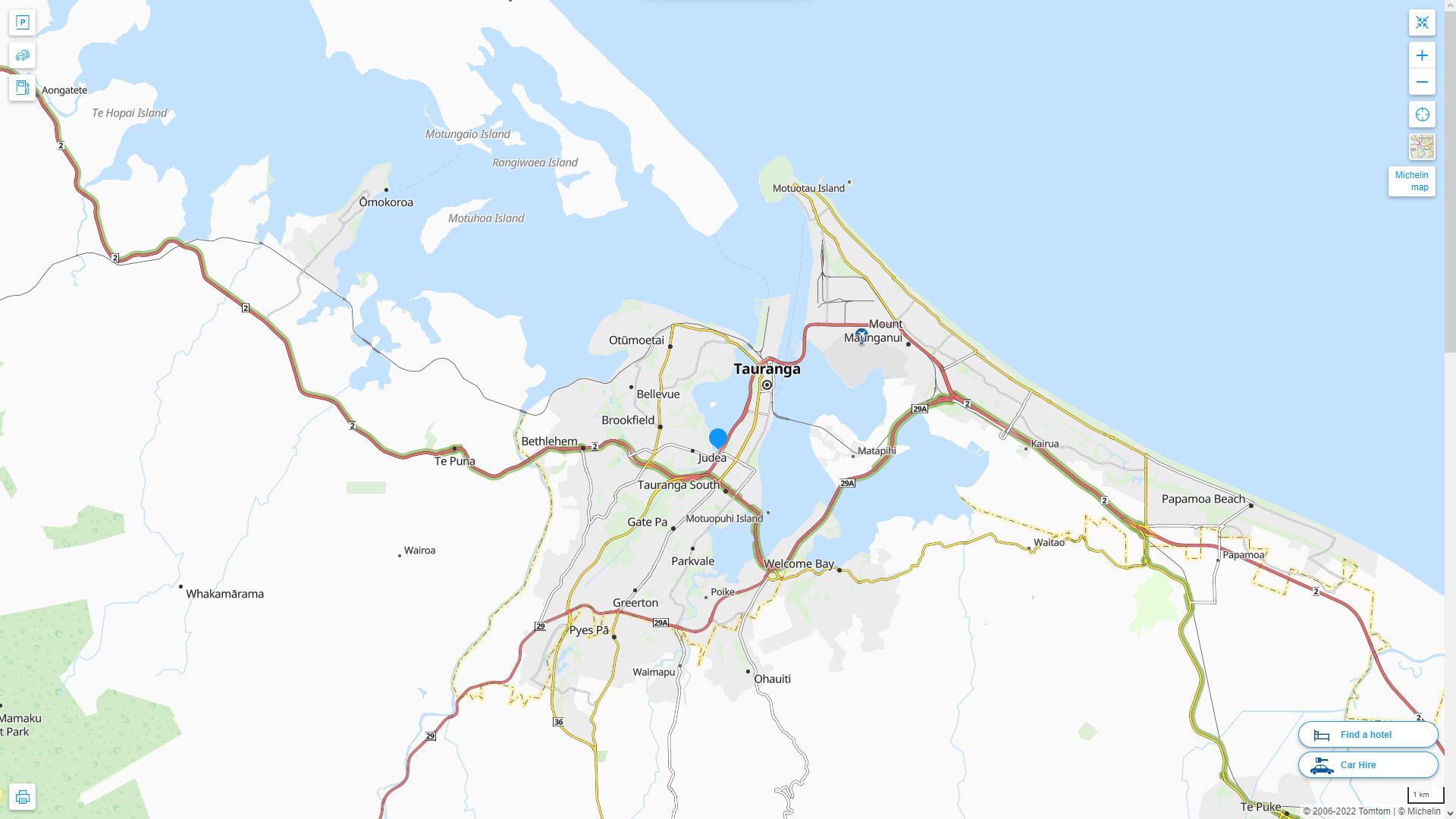 Tauranga Nouvelle Zelande Autoroute et carte routiere